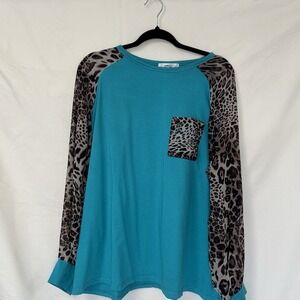 Omsj 4Xl ( Runs Small See Measurememts)‎  Long Sleeve Top Sheer Sleeve